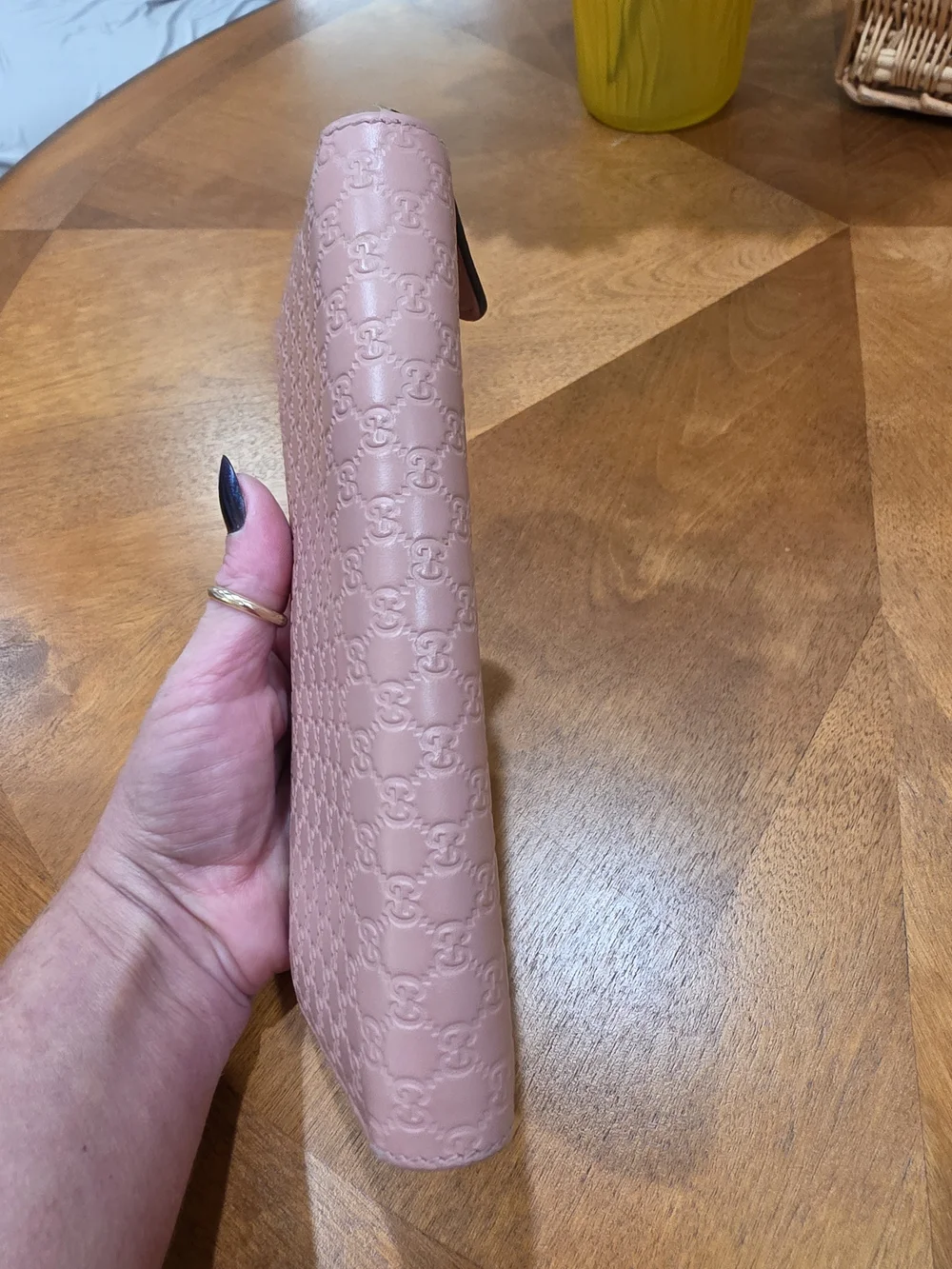 Gucci Supreme Pink GG Embossed Leather Zip Around Wallet